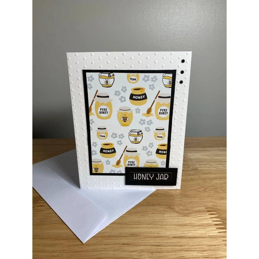 Bee & Flowers Greeting Card – Handmade A2 Card – All Occasion Blank Card